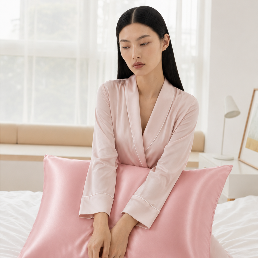 QUEEN PINK MULBERRY SILK PILLOWCASE